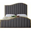 Meridian Furniture Jolie Solid Wood and Velvet King Bed in Gray