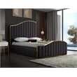 Meridian Furniture Jolie Solid Wood and Velvet Queen Bed in Gray