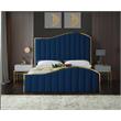 Meridian Furniture Jolie Solid Wood and Velvet King Bed in Navy