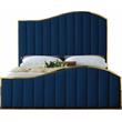 Meridian Furniture Jolie Solid Wood and Velvet King Bed in Navy
