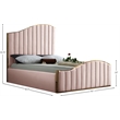Meridian Furniture Jolie Solid Wood and Velvet Queen Bed in Pink