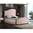 Meridian Furniture Jolie Solid Wood and Velvet Queen Bed in Pink