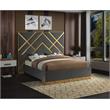 Meridian Furniture Vector Rich Velvet Queen Bed in Gray