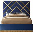 Meridian Furniture Vector Rich Velvet Queen Bed in Navy