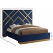 Meridian Furniture Vector Rich Velvet Queen Bed in Navy