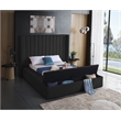Meridian Furniture Kiki Solid Wood and Velvet Queen Bed in Black