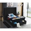 Meridian Furniture Kiki Solid Wood and Velvet Twin Bed in Black