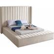 Meridian Furniture Kiki Solid Wood and Velvet Full Bed in Cream