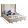 Meridian Furniture Kiki Solid Wood and Velvet King Bed in Cream
