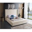 Meridian Furniture Kiki Solid Wood and Velvet Queen Bed in Cream