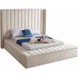 Meridian Furniture Kiki Solid Wood and Velvet Queen Bed in Cream