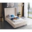 Meridian Furniture Kiki Solid Wood and Velvet Twin Bed in Cream