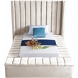 Meridian Furniture Kiki Solid Wood and Velvet Twin Bed in Cream