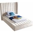 Meridian Furniture Kiki Solid Wood and Velvet Twin Bed in Cream