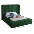 Meridian Furniture Kiki Solid Wood and Velvet Full Bed in Green