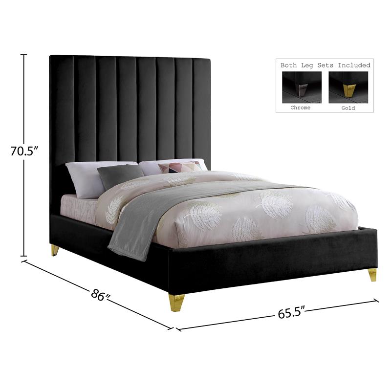 Meridian Furniture Via Rich Velvet Queen Bed in Black