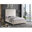 Meridian Furniture Via Rich Velvet King Bed in Cream