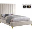 Meridian Furniture Via Rich Velvet Queen Bed in Cream