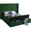 Meridian Furniture Kiki Solid Wood and Velvet Queen Bed in Green