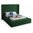 Meridian Furniture Kiki Solid Wood and Velvet Queen Bed in Green
