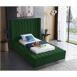 Meridian Furniture Kiki Solid Wood and Velvet Twin Bed in Green