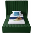 Meridian Furniture Kiki Solid Wood and Velvet Twin Bed in Green