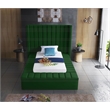 Meridian Furniture Kiki Solid Wood and Velvet Twin Bed in Green