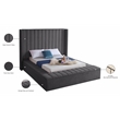 Meridian Furniture Kiki Solid Wood and Velvet Full Bed in Gray