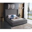 Meridian Furniture Kiki Solid Wood and Velvet Full Bed in Gray