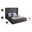 Meridian Furniture Kiki Solid Wood and Velvet King Bed in Gray