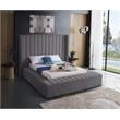 Meridian Furniture Kiki Solid Wood and Velvet King Bed in Gray