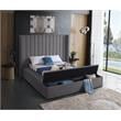 Meridian Furniture Kiki Solid Wood and Velvet King Bed in Gray