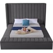 Meridian Furniture Kiki Solid Wood and Velvet King Bed in Gray
