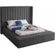 Meridian Furniture Kiki Solid Wood and Velvet King Bed in Gray