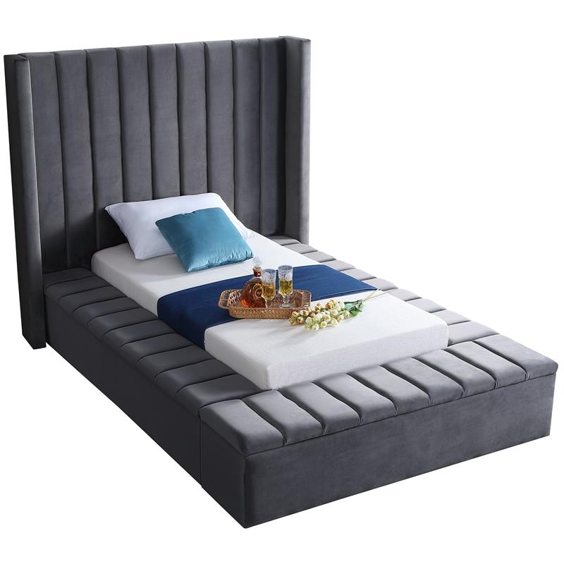Meridian Furniture Kiki Velvet Twin Bed