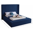 Meridian Furniture Kiki Solid Wood and Velvet Full Bed in Navy