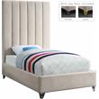 Meridian Furniture Via Rich Velvet Twin Bed in Cream