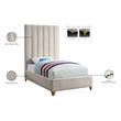 Meridian Furniture Via Rich Velvet Twin Bed in Cream