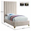Meridian Furniture Via Rich Velvet Twin Bed in Cream