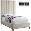 Meridian Furniture Via Rich Velvet Twin Bed in Cream