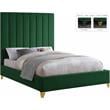 Meridian Furniture Via Rich Velvet Queen Bed in Green
