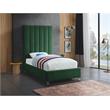 Meridian Furniture Via Rich Velvet Twin Bed in Green