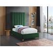 Meridian Furniture Via Rich Velvet Twin Bed in Green