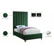 Meridian Furniture Via Rich Velvet Twin Bed in Green