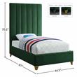 Meridian Furniture Via Rich Velvet Twin Bed in Green