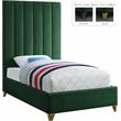 Meridian Furniture Via Rich Velvet Twin Bed in Green