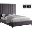 Meridian Furniture Via Rich Velvet Full Bed in Gray