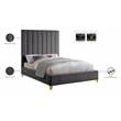 Meridian Furniture Via Rich Velvet Full Bed in Gray