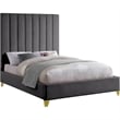 Meridian Furniture Via Rich Velvet Full Bed in Gray