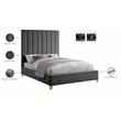 Meridian Furniture Via Rich Velvet King Bed in Gray